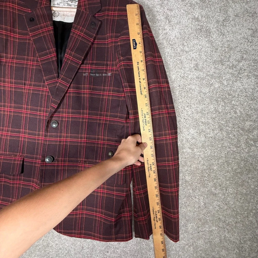 G-Star Raw Denim Men's XL Plaid Blazer Jacket Burgundy Red South East D